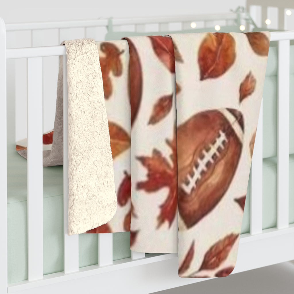 Autumn Football Sherpa Blanket