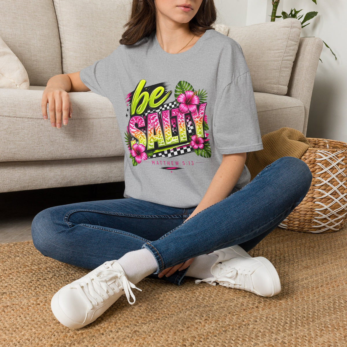 Be Salty Tropical T-Shirt — Floral Retro Beach Vibe Tee