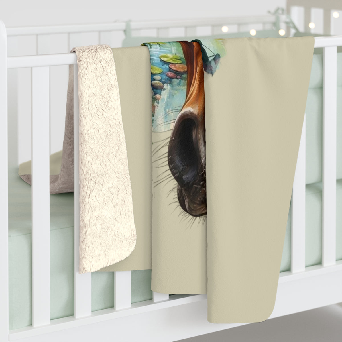 Horse Portrait Sherpa Blanket — Scenic Nature Equestrian Throw