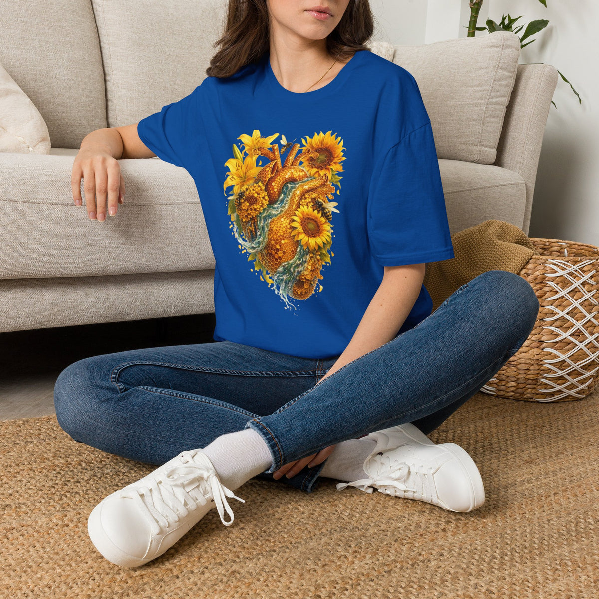 Sunflower Heart with water flowing T-Shirt — Floral  Graphic Tee