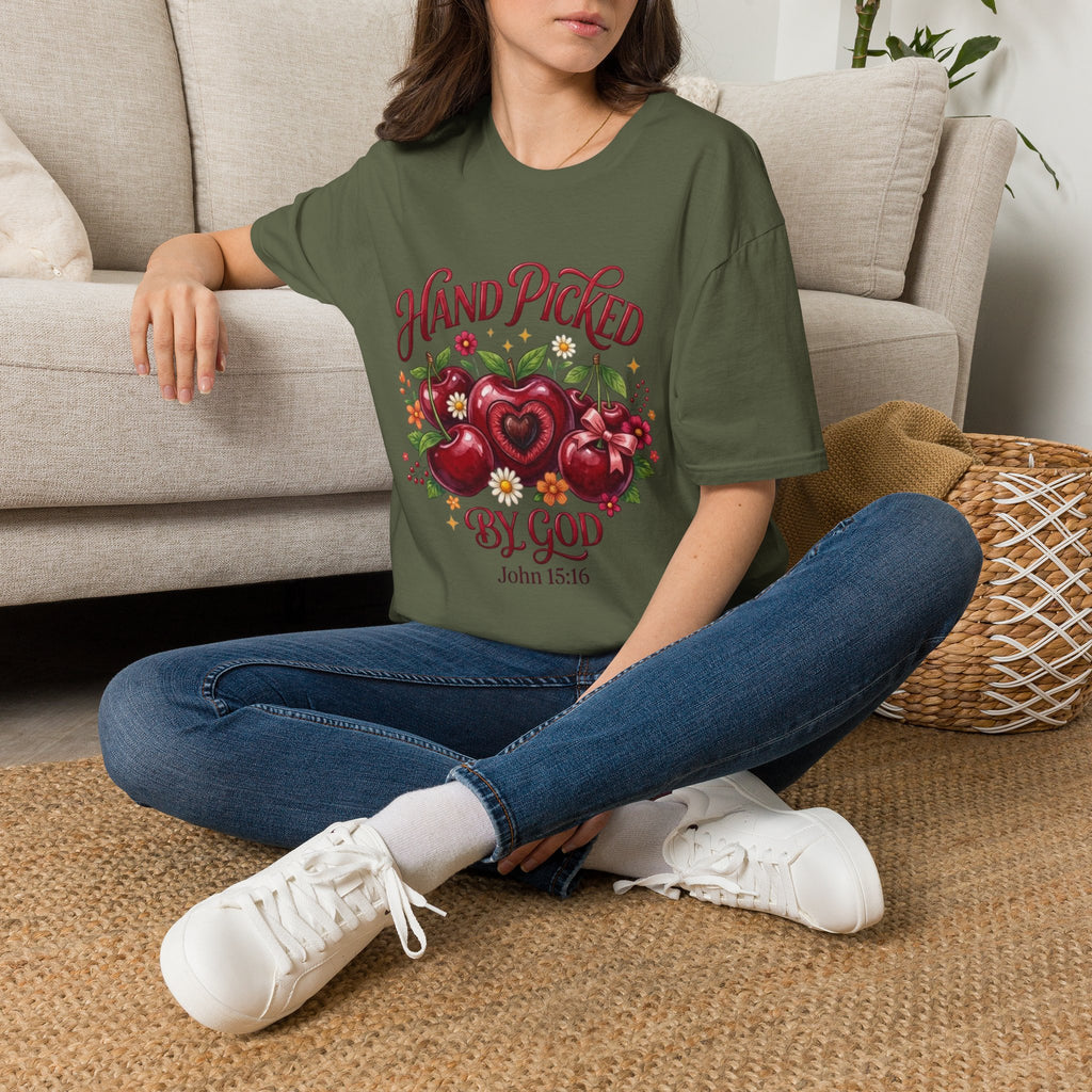 T-Shirt — "Hand Picked by God" Floral Faith Tee (John 15:16)