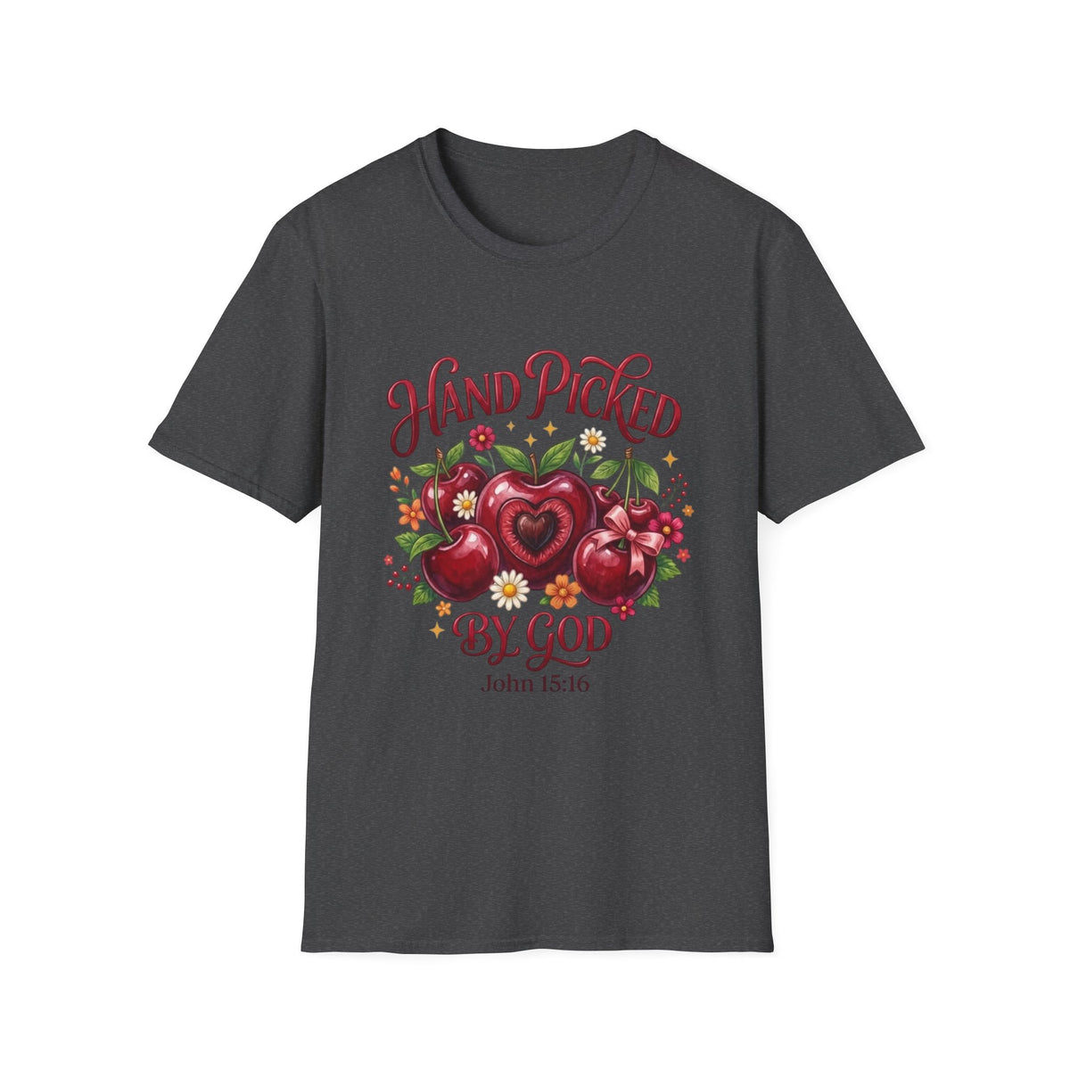 T-Shirt — "Hand Picked by God" Floral Faith Tee (John 15:16)