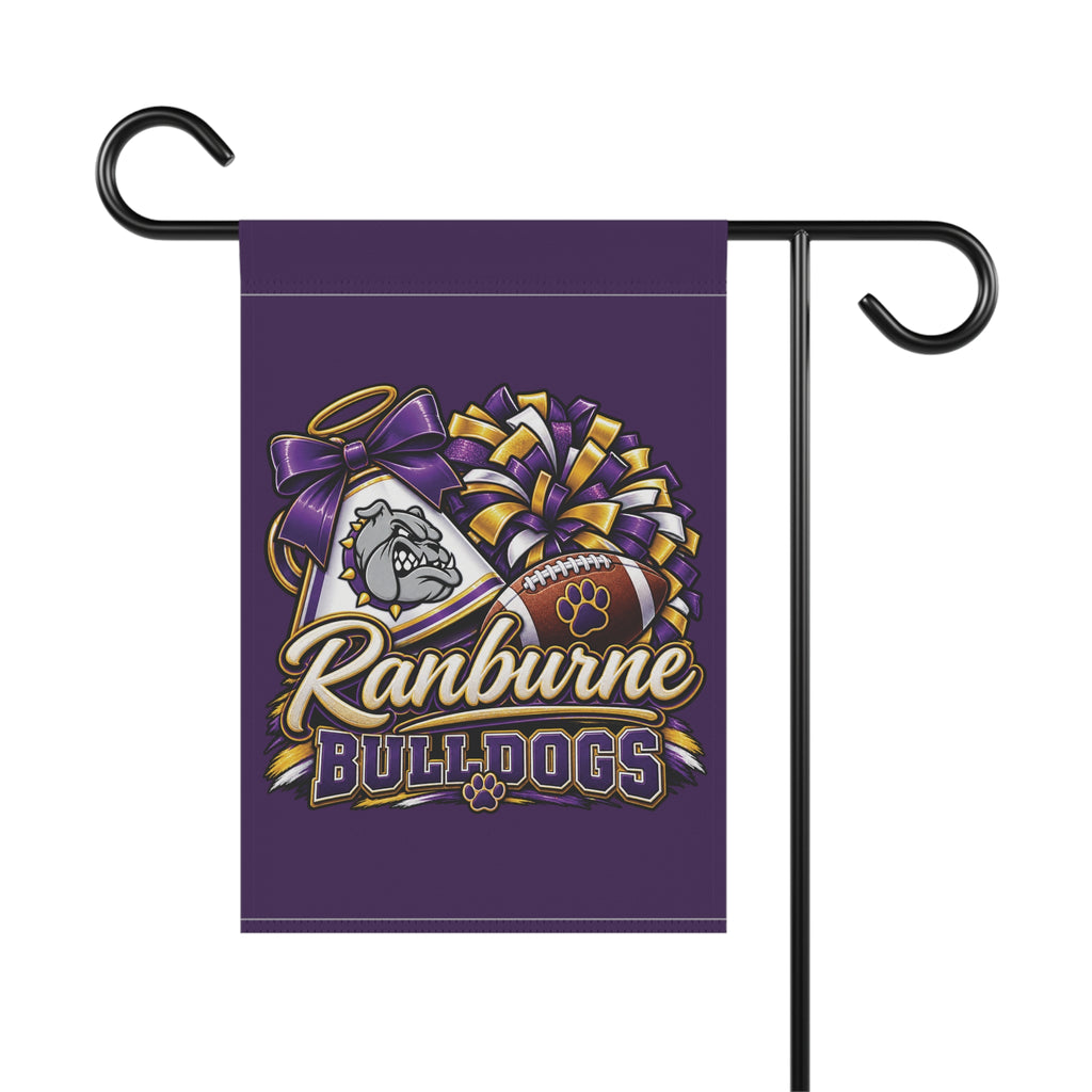 Ranburne Bulldogs Garden Flag — Purple Football Cheerleader Paw Yard Banner