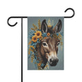 Donkey with Floral Wreath Garden Flag — Rustic Farmhouse Garden Banner