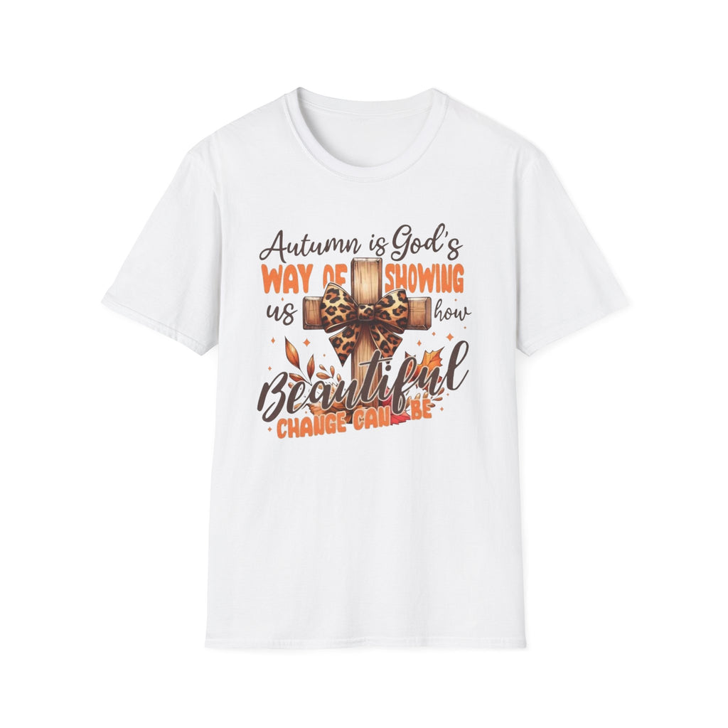 Autumn Is God’s Way T-Shirt — Leopard Cross Fall Faith Tee