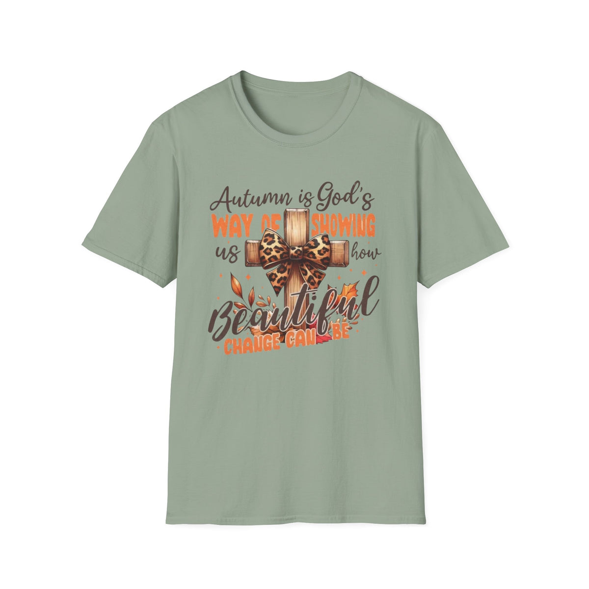 Autumn Is God’s Way T-Shirt — Leopard Cross Fall Faith Tee
