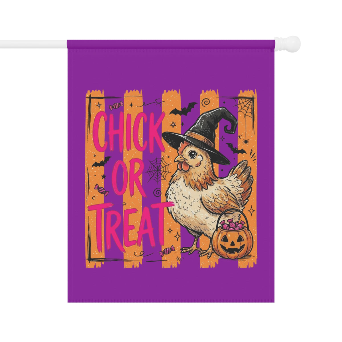 Halloween Chick Garden Flag — "Chick or Treat" Decorative House Banner