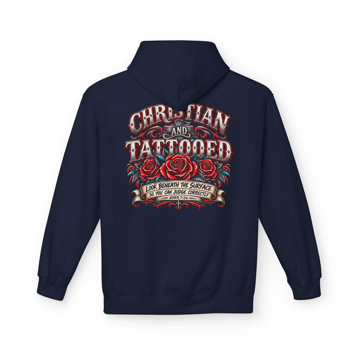 Hoodie - Christian and Tattooed Graphic Pullover (Look Beneath the Surface)