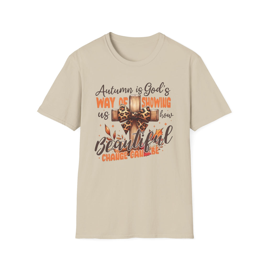 Autumn Is God’s Way T-Shirt — Leopard Cross Fall Faith Tee