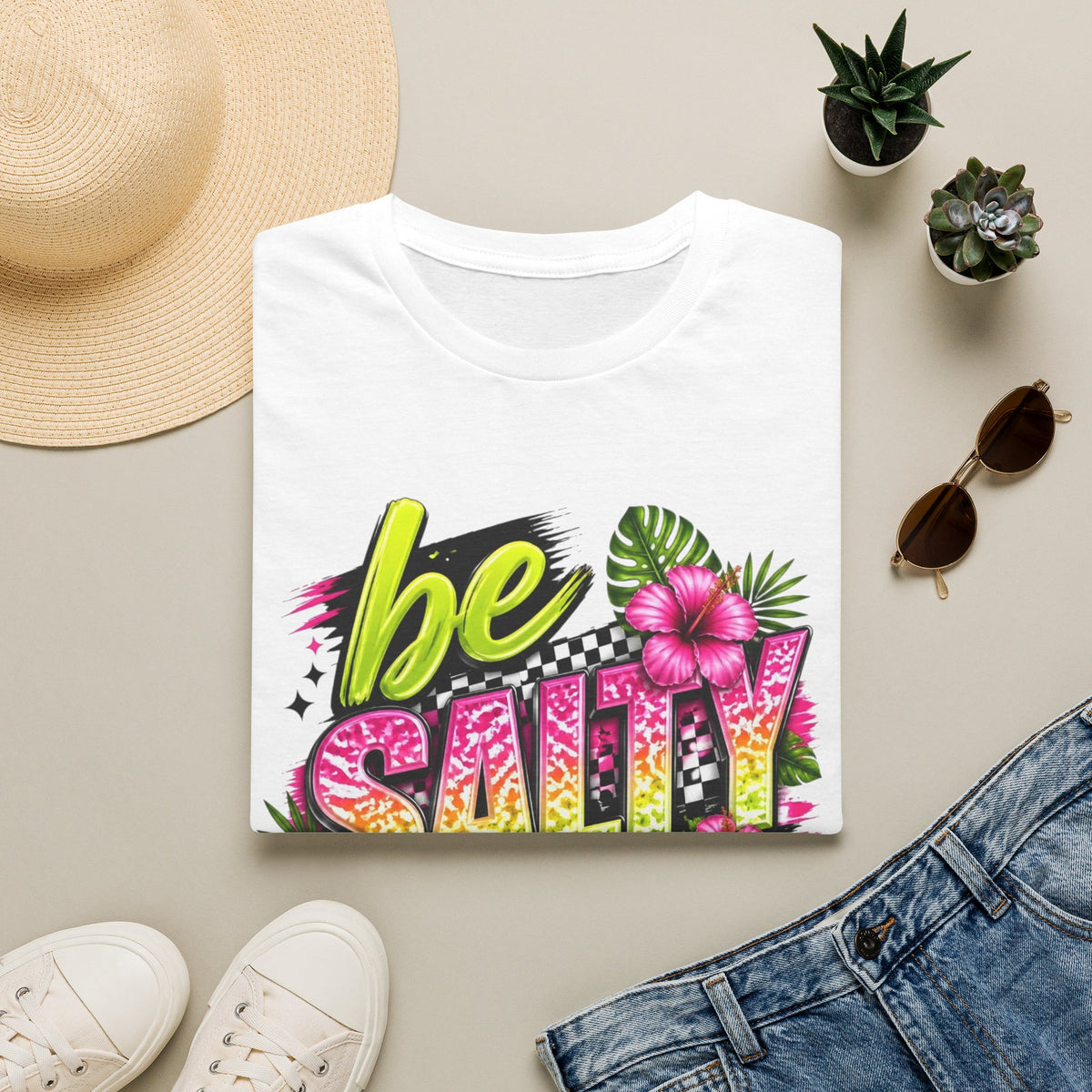 Be Salty Tropical T-Shirt — Floral Retro Beach Vibe Tee