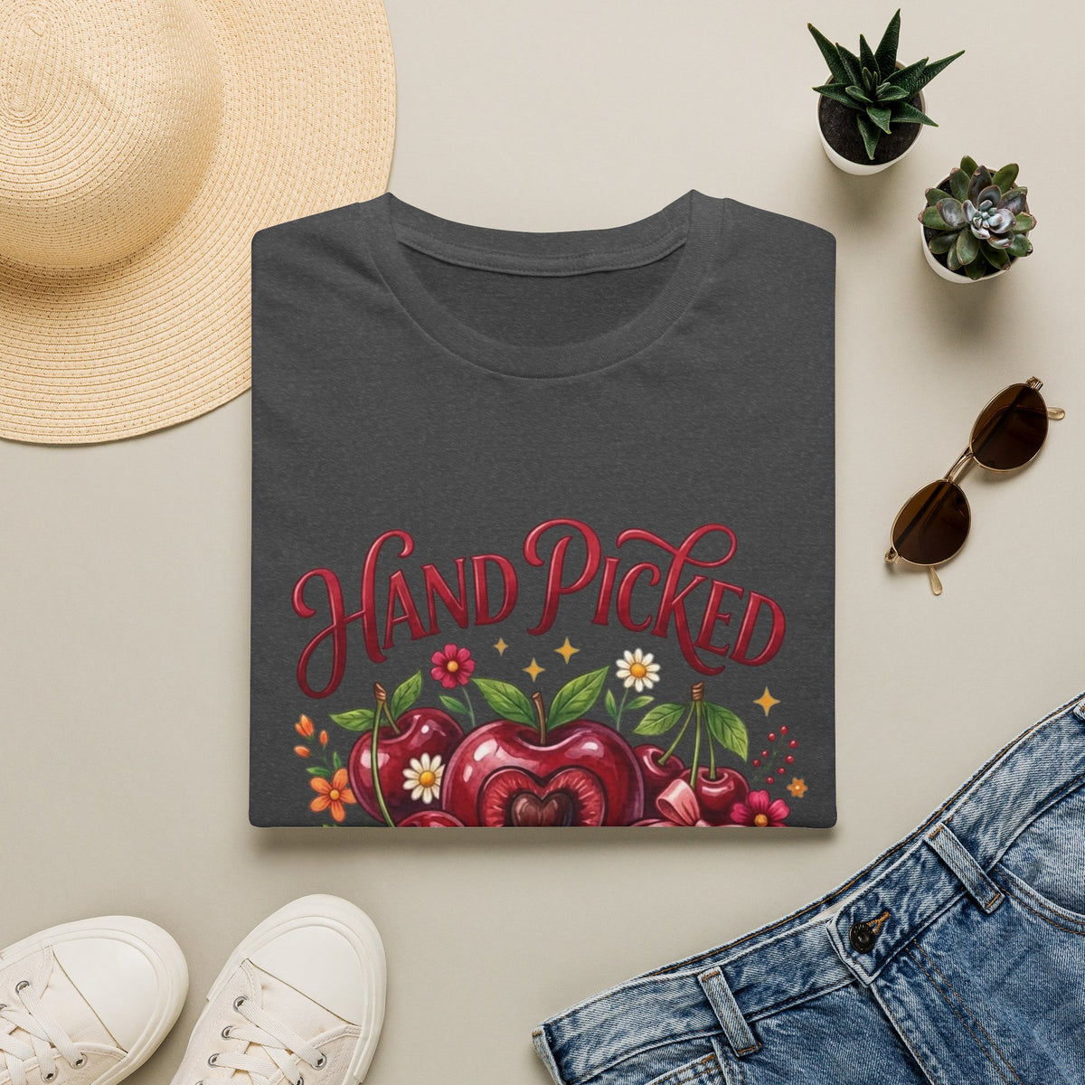 T-Shirt — "Hand Picked by God" Floral Faith Tee (John 15:16)