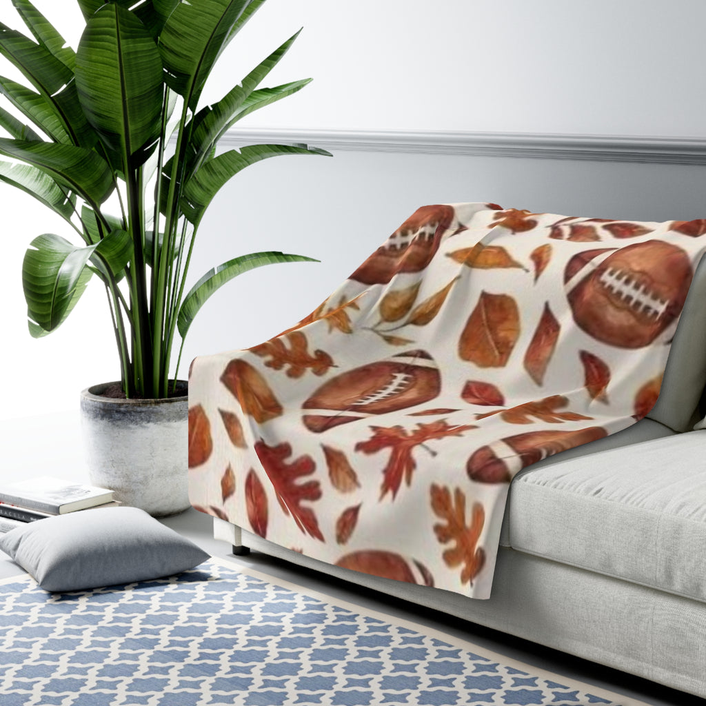Autumn Football Sherpa Blanket