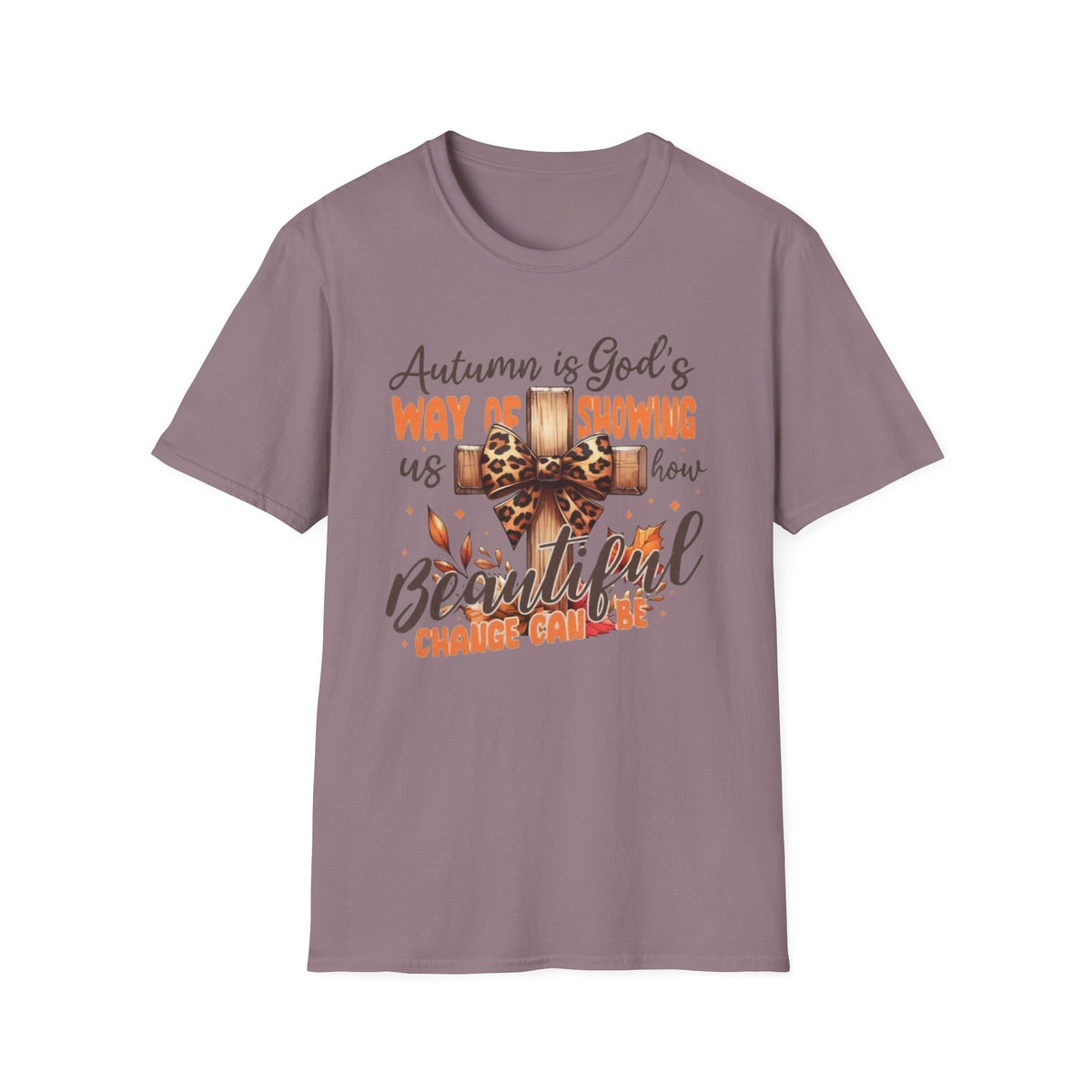 Autumn Is God’s Way T-Shirt — Leopard Cross Fall Faith Tee