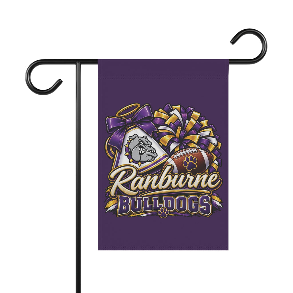 Ranburne Bulldogs Garden Flag — Purple Football Cheerleader Paw Yard Banner