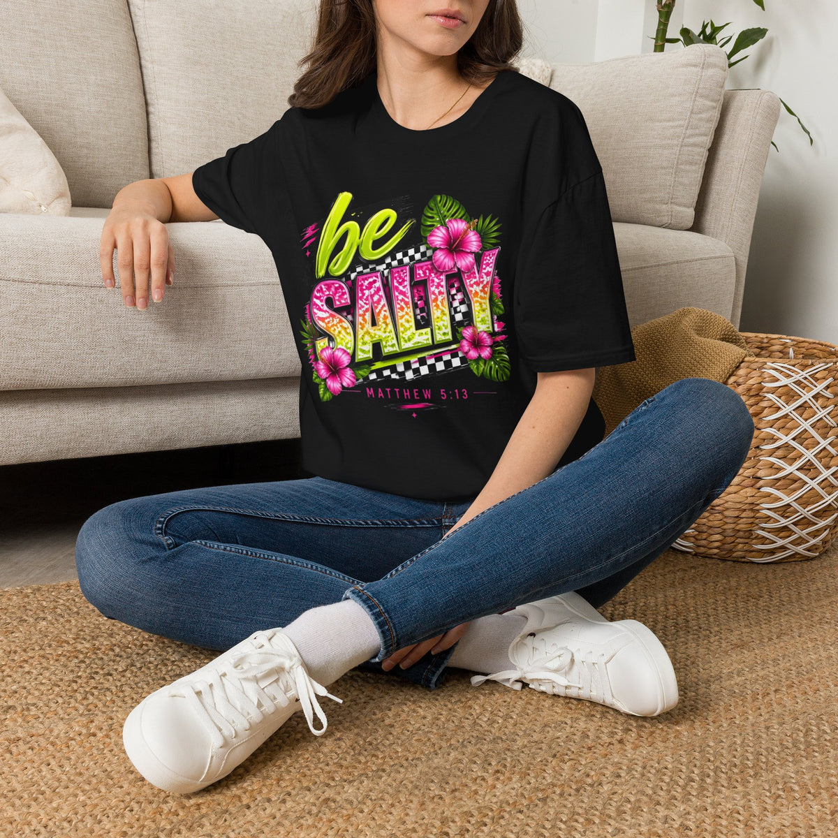 Be Salty Tropical T-Shirt — Floral Retro Beach Vibe Tee