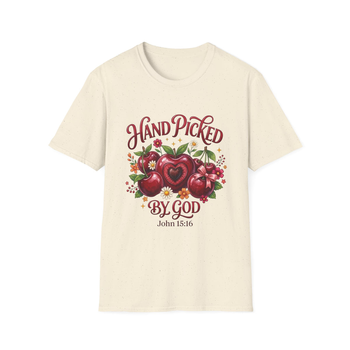 T-Shirt — "Hand Picked by God" Floral Faith Tee (John 15:16)