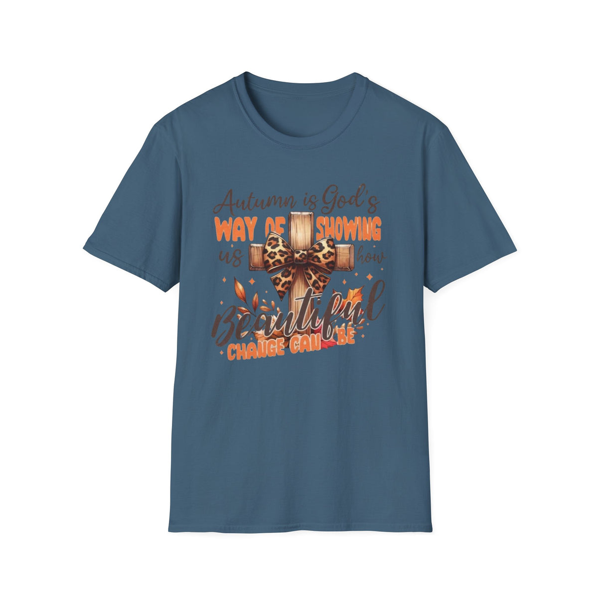 Autumn Is God’s Way T-Shirt — Leopard Cross Fall Faith Tee