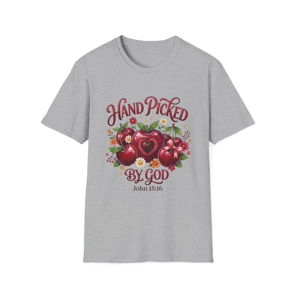T-Shirt — "Hand Picked by God" Floral Faith Tee (John 15:16)