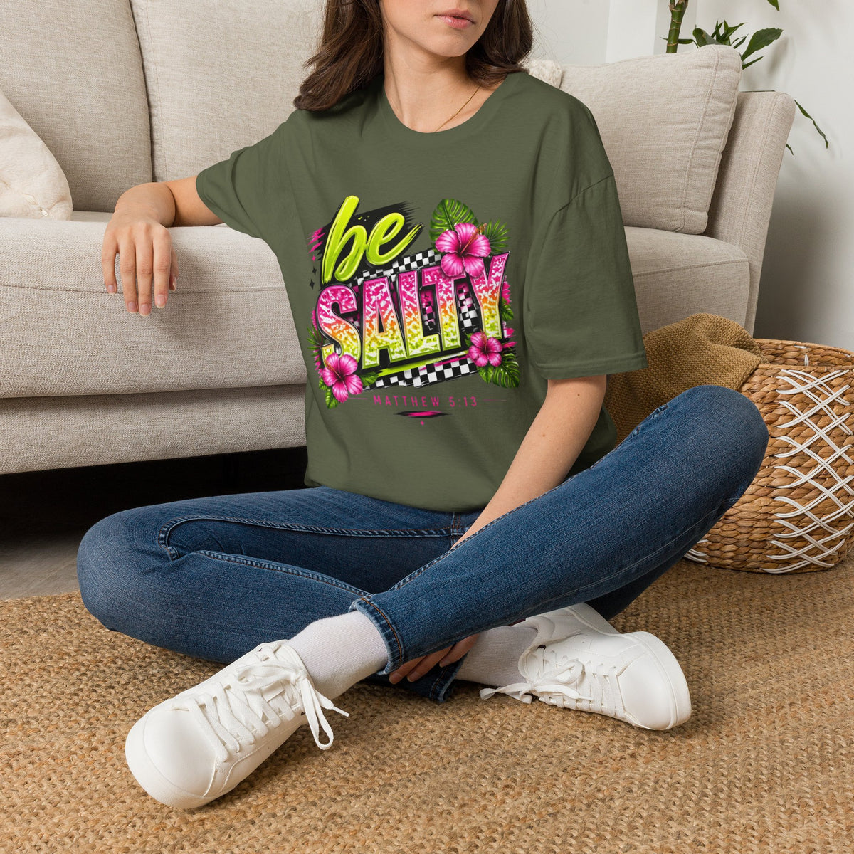 Be Salty Tropical T-Shirt — Floral Retro Beach Vibe Tee