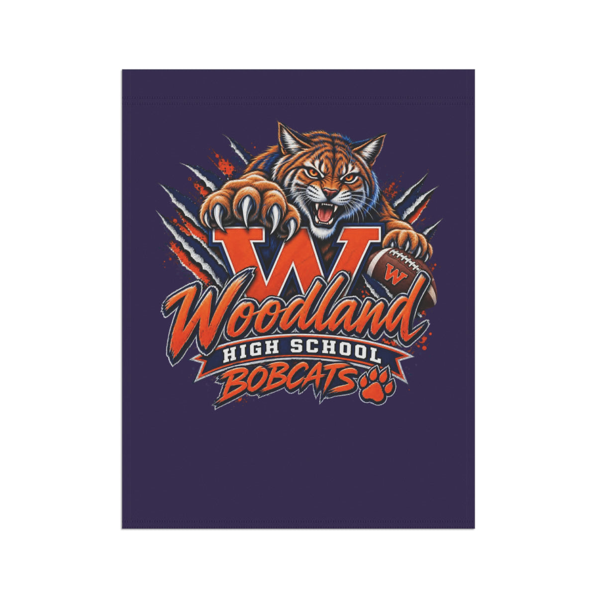 Woodland Bobcats Garden Flag — High School Mascot House Banner