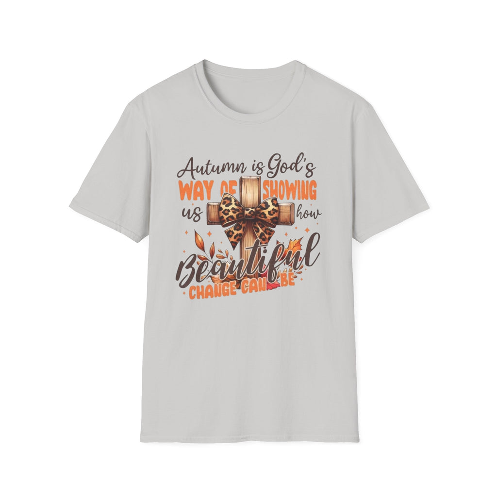 Autumn Is God’s Way T-Shirt — Leopard Cross Fall Faith Tee