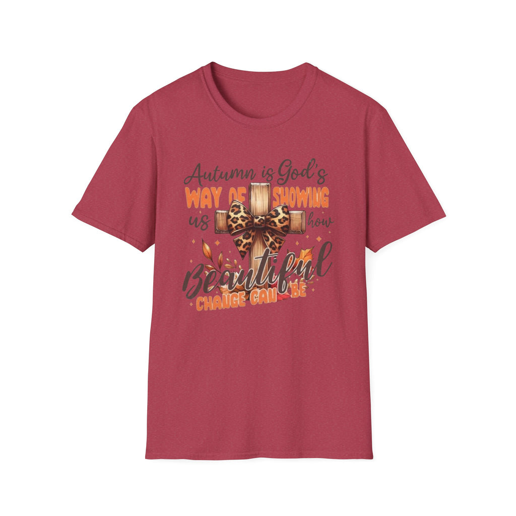 Autumn Is God’s Way T-Shirt — Leopard Cross Fall Faith Tee
