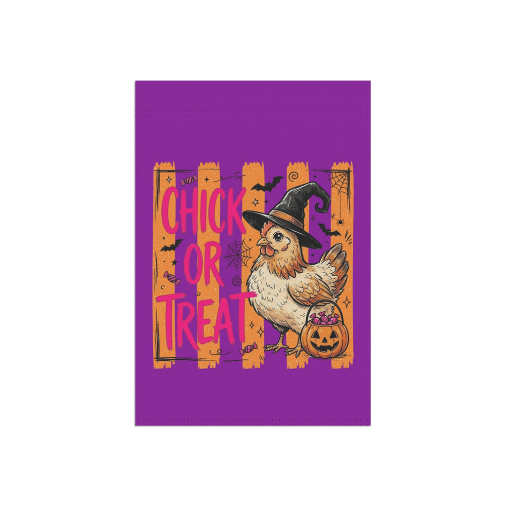 Halloween Chick Garden Flag — "Chick or Treat" Decorative House Banner