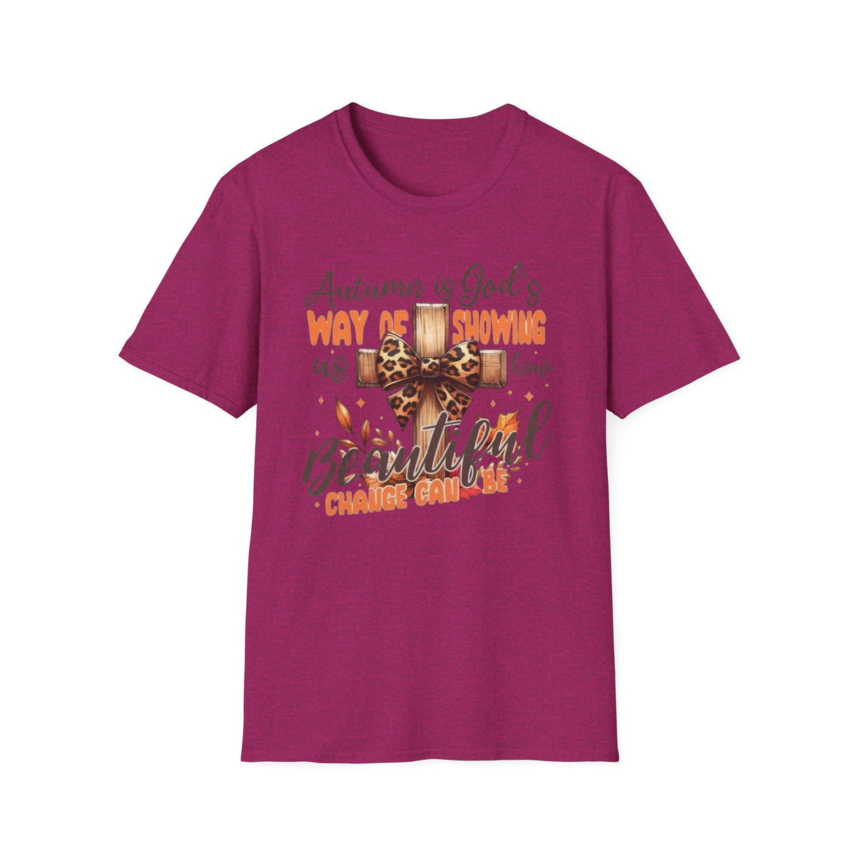 Autumn Is God’s Way T-Shirt — Leopard Cross Fall Faith Tee