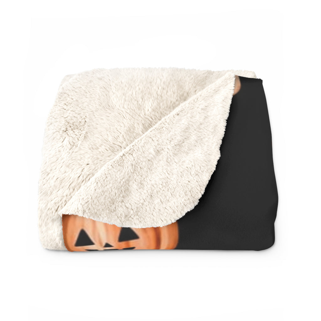 Halloween Sherpa Blanket — Cute Ghosts & Jack-o'-Lanterns Fleece Throw