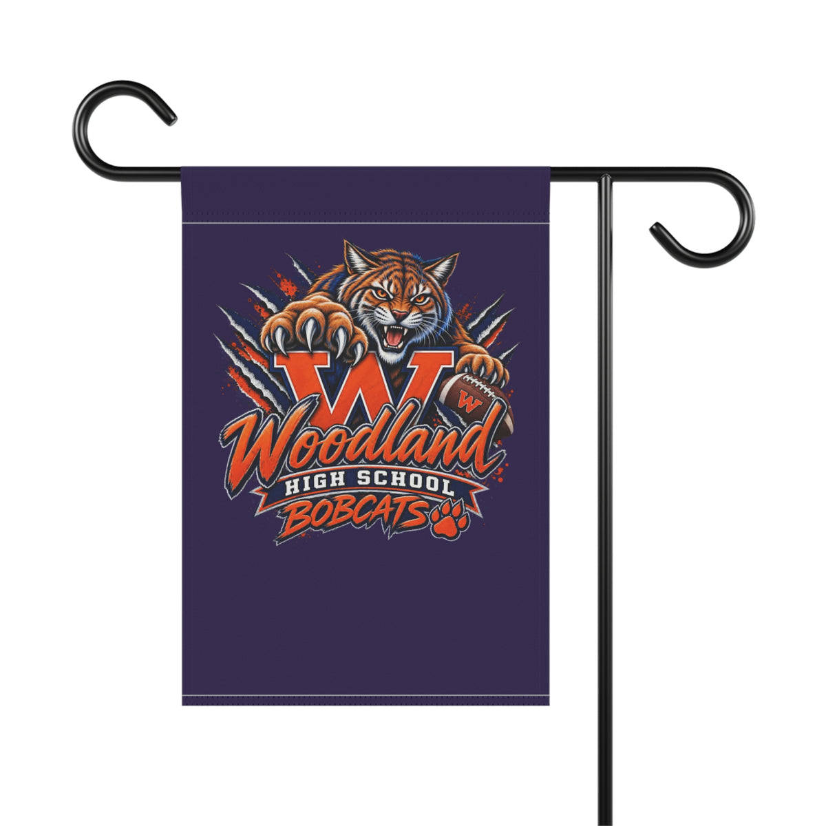 Woodland Bobcats Garden Flag — High School Mascot House Banner