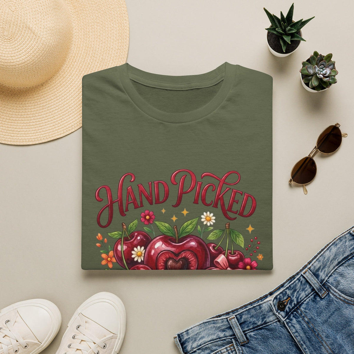T-Shirt — "Hand Picked by God" Floral Faith Tee (John 15:16)