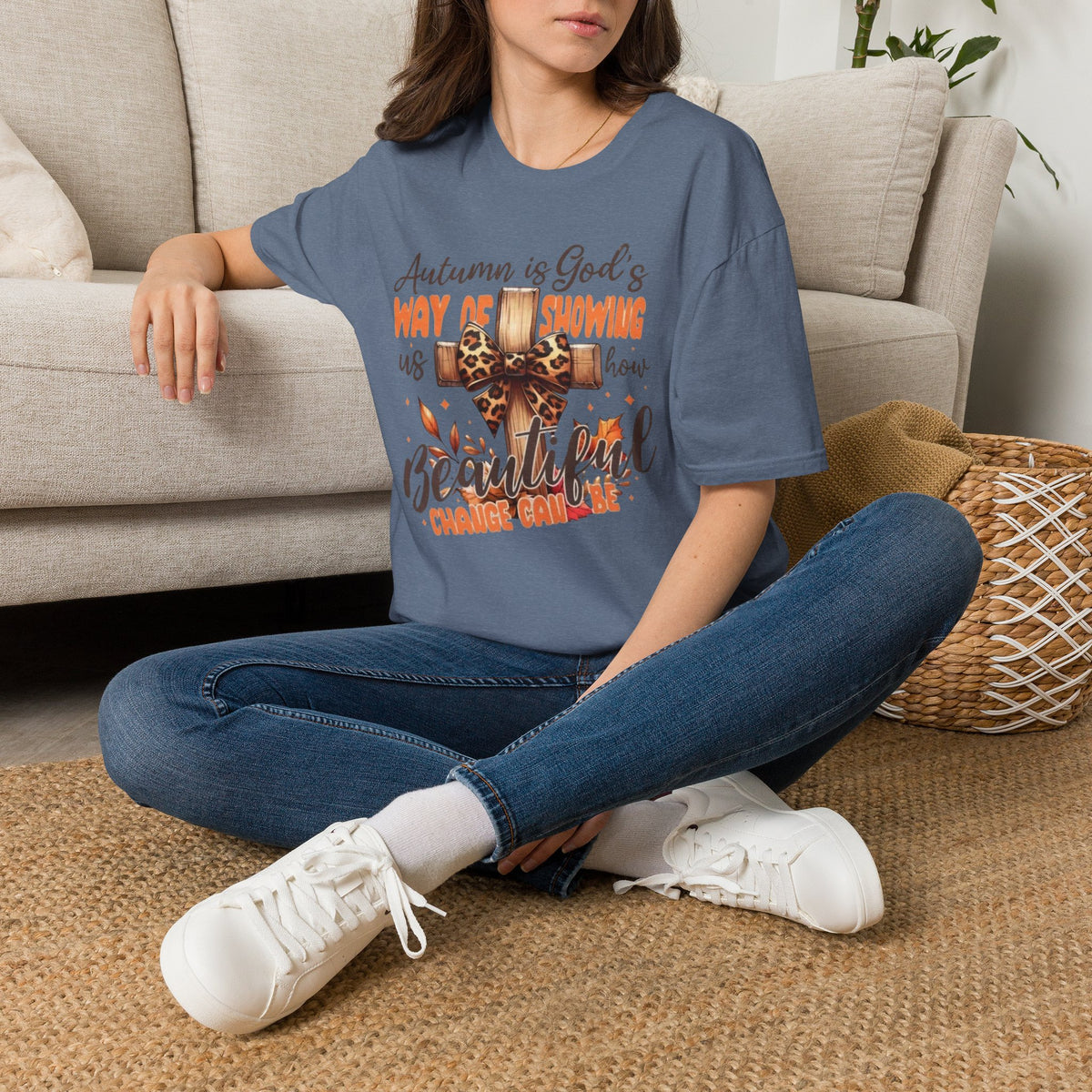 Autumn Is God’s Way T-Shirt — Leopard Cross Fall Faith Tee