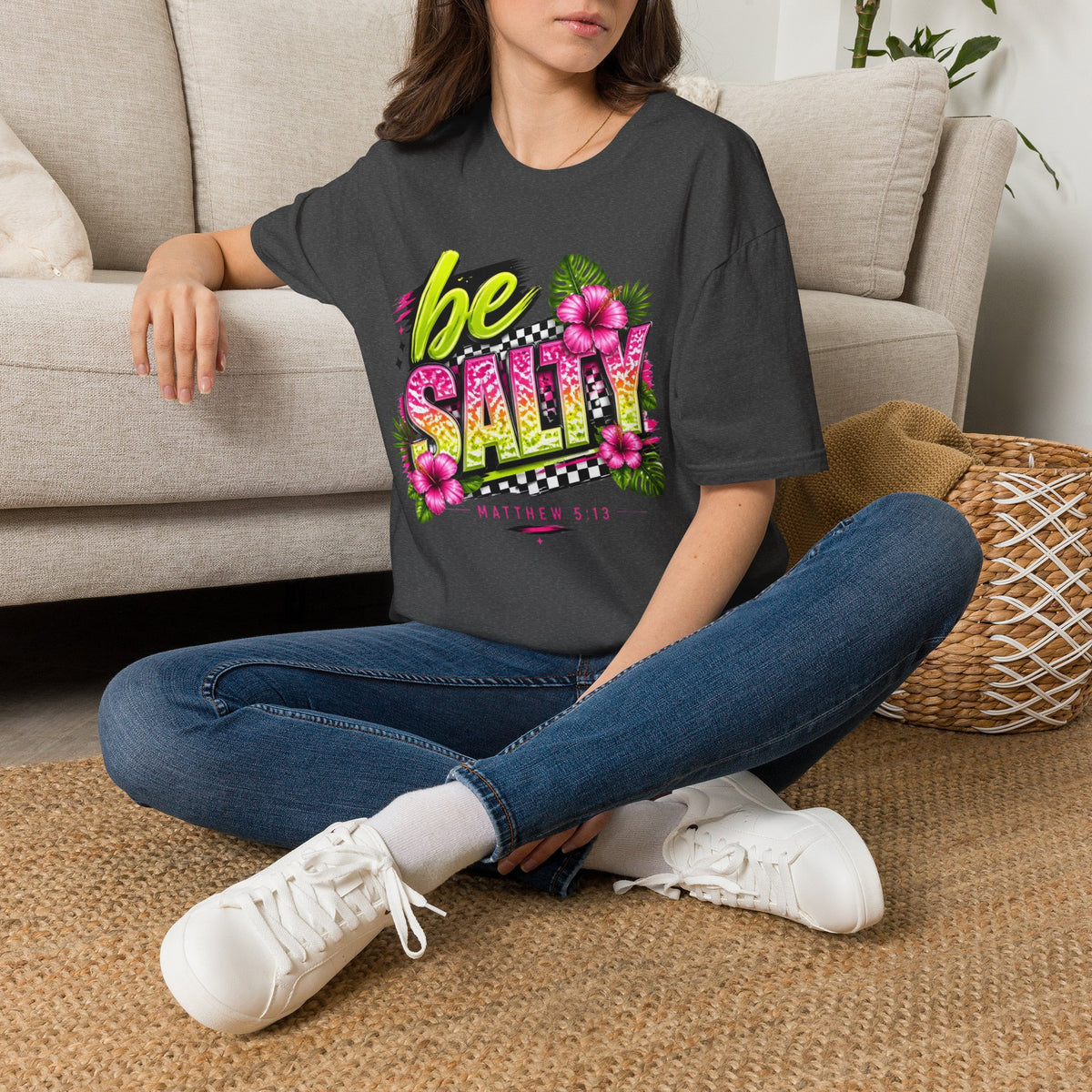 Be Salty Tropical T-Shirt — Floral Retro Beach Vibe Tee