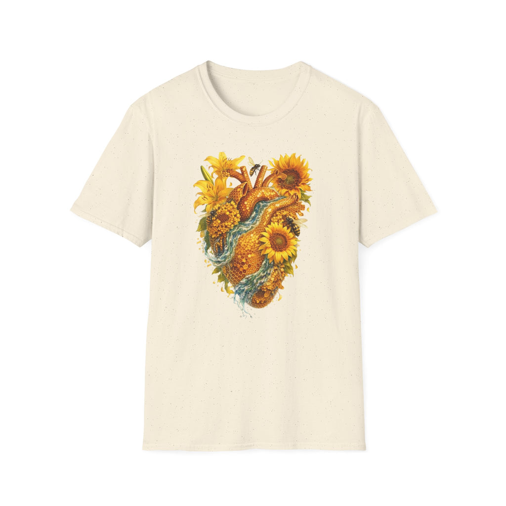 Sunflower Heart with water flowing T-Shirt — Floral  Graphic Tee