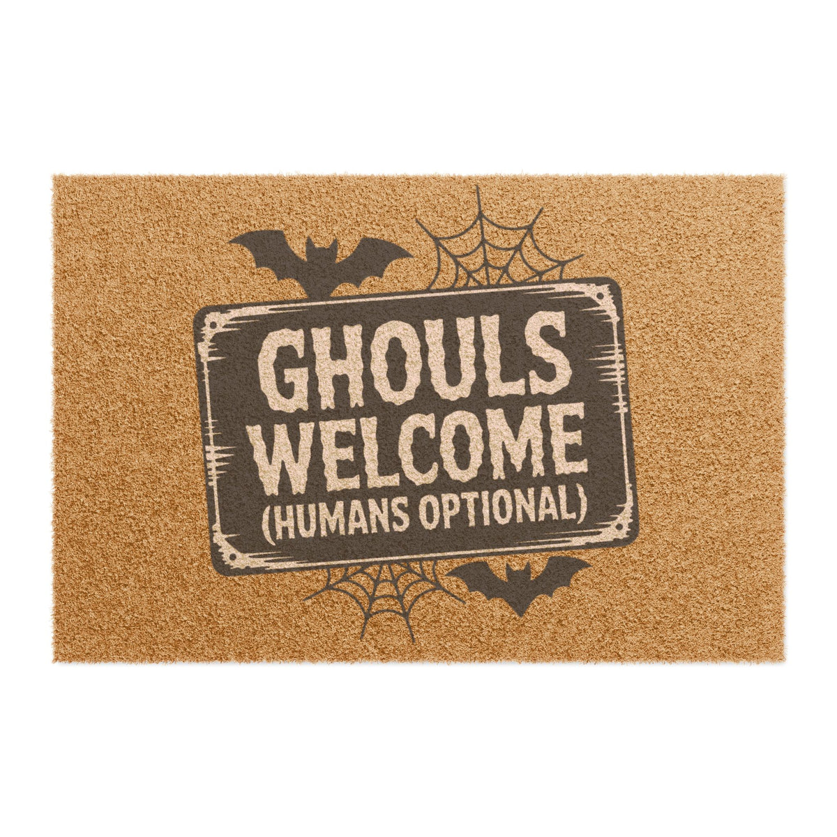 Ghouls Welcome Doormat (Humans Optional) – Halloween Porch Mat with Bats & Spiderwebs