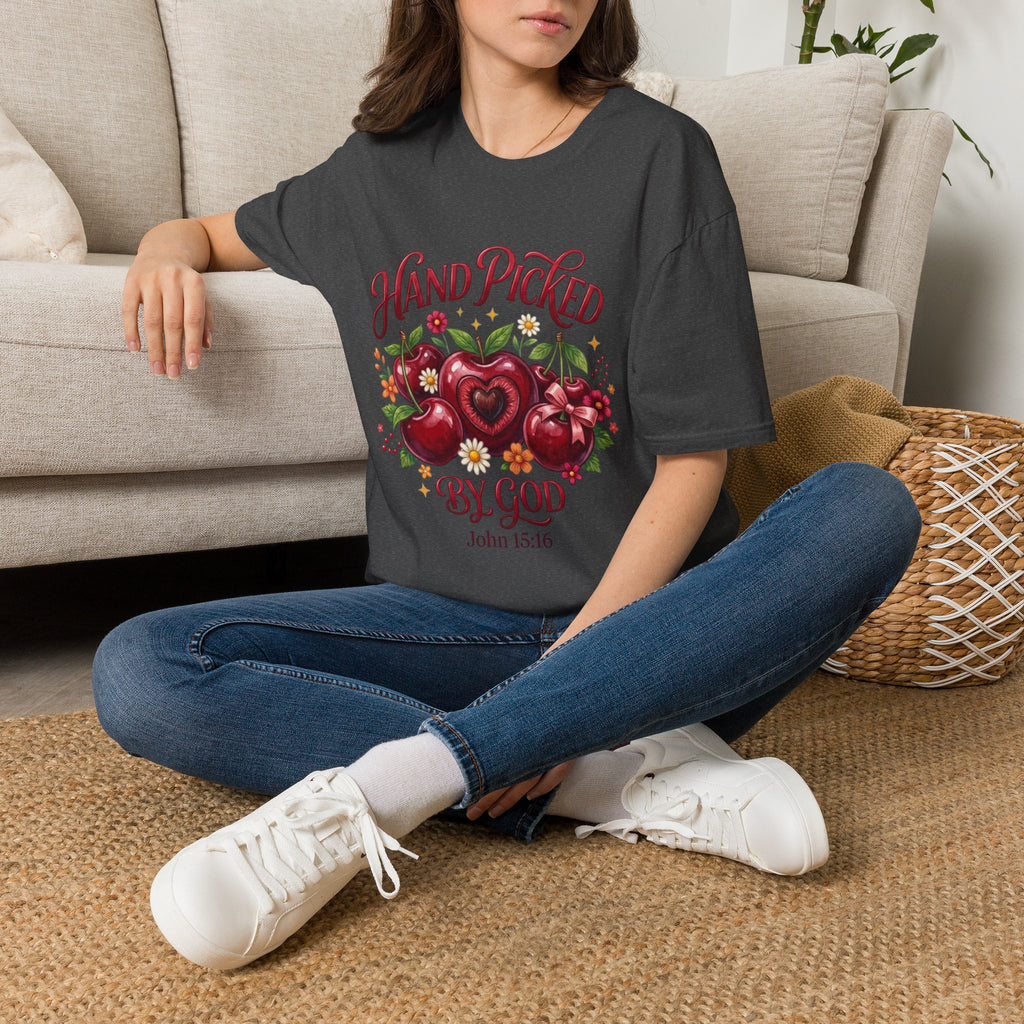 T-Shirt — "Hand Picked by God" Floral Faith Tee (John 15:16)