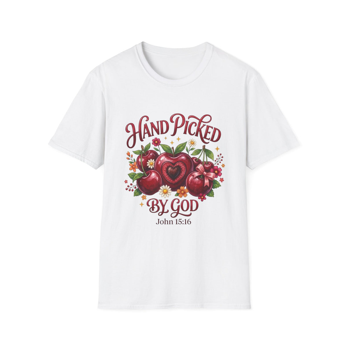 T-Shirt — "Hand Picked by God" Floral Faith Tee (John 15:16)
