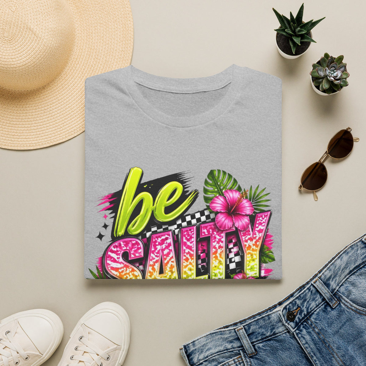 Be Salty Tropical T-Shirt — Floral Retro Beach Vibe Tee