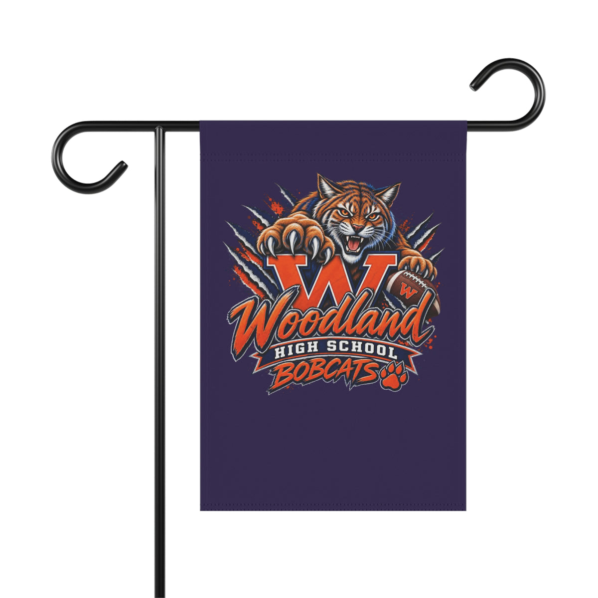 Woodland Bobcats Garden Flag — High School Mascot House Banner