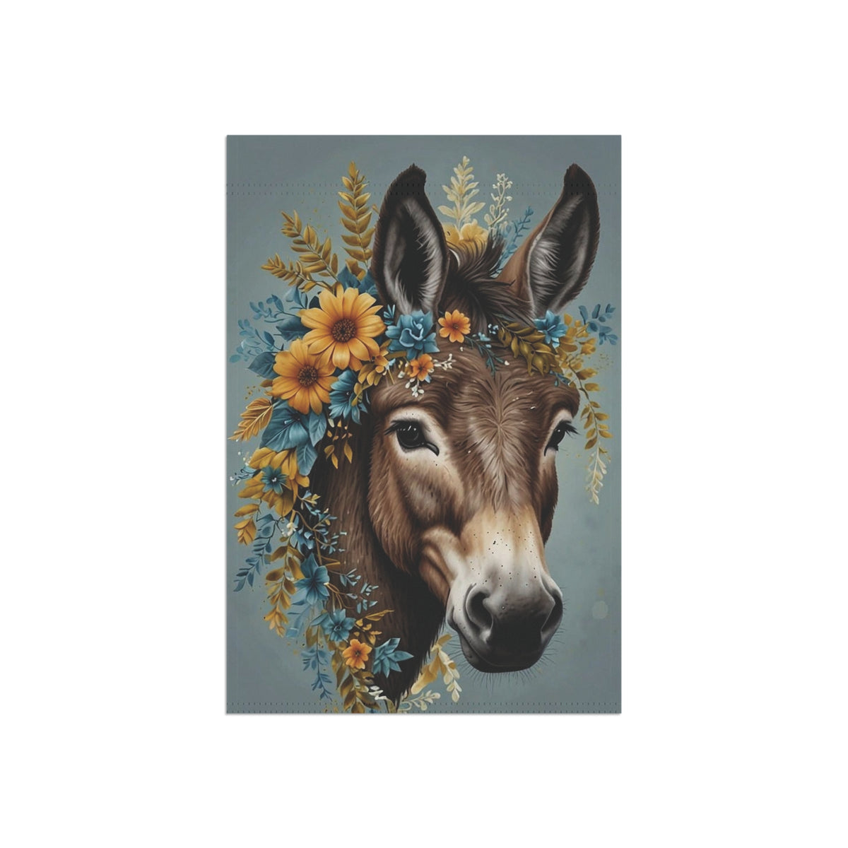 Donkey with Floral Wreath Garden Flag — Rustic Farmhouse Garden Banner