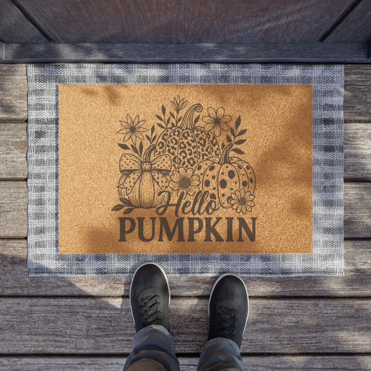 Hello Pumpkin Doormat — Fall Pumpkin Welcome Mat