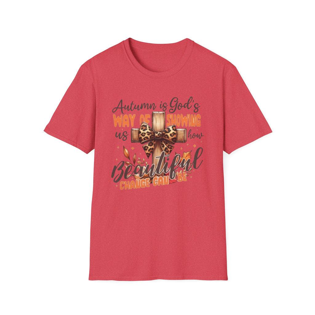 Autumn Is God’s Way T-Shirt — Leopard Cross Fall Faith Tee