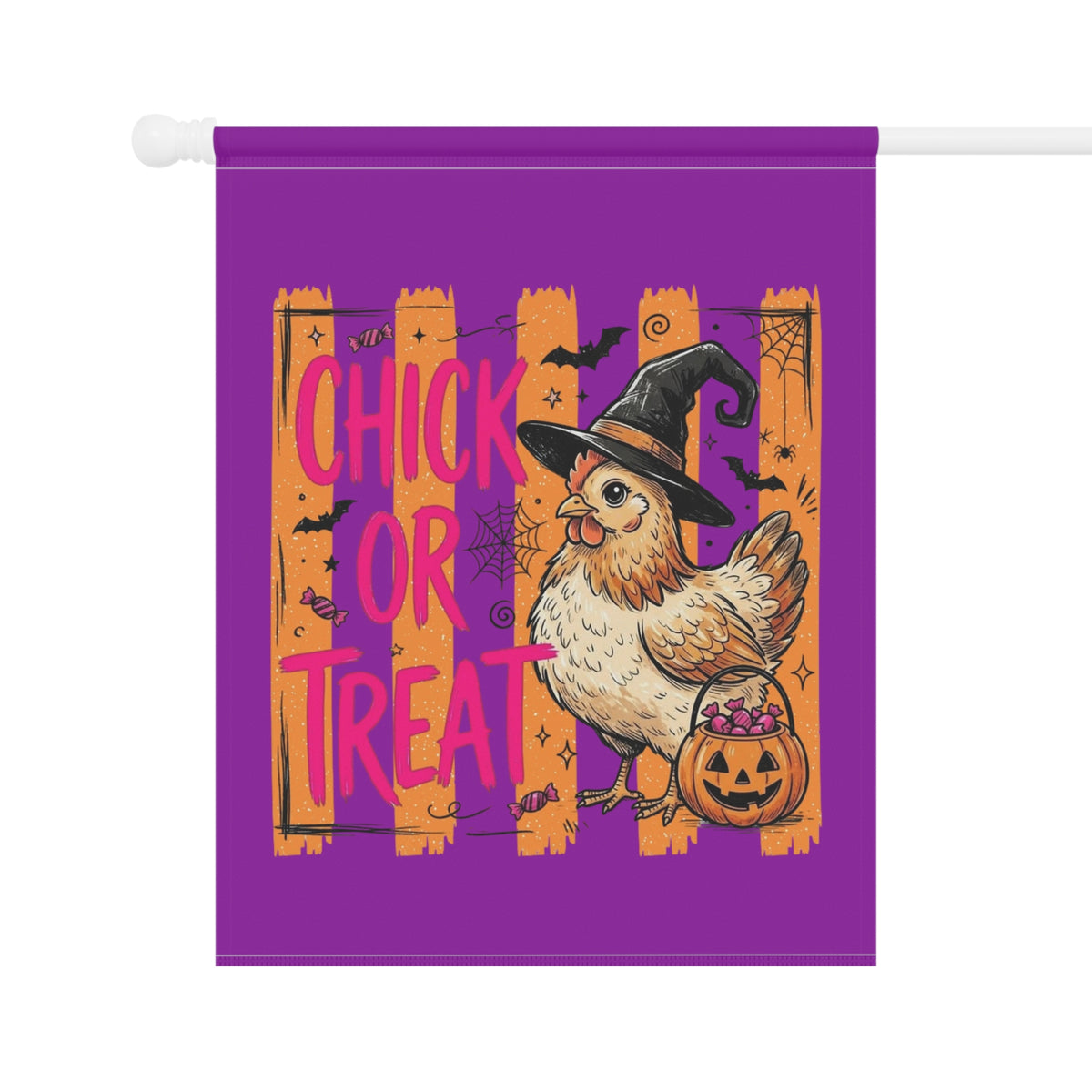 Halloween Chick Garden Flag — "Chick or Treat" Decorative House Banner