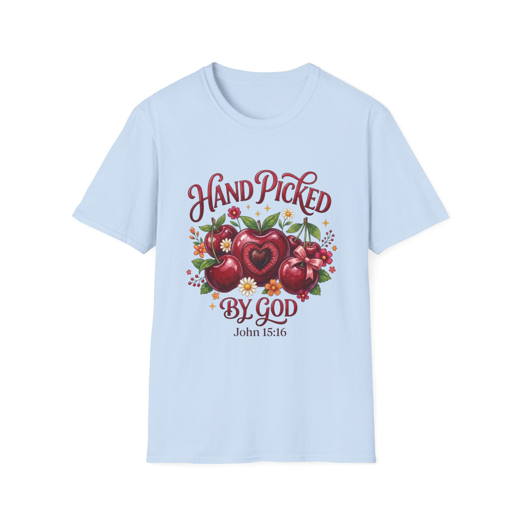 T-Shirt — "Hand Picked by God" Floral Faith Tee (John 15:16)