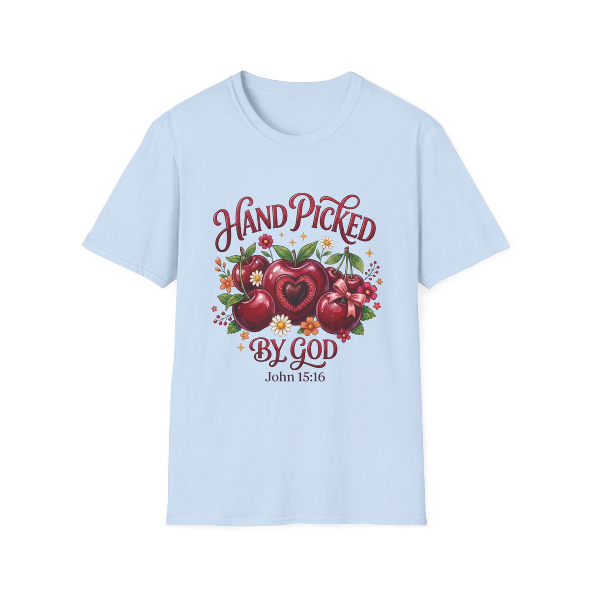 T-Shirt — "Hand Picked by God" Floral Faith Tee (John 15:16)