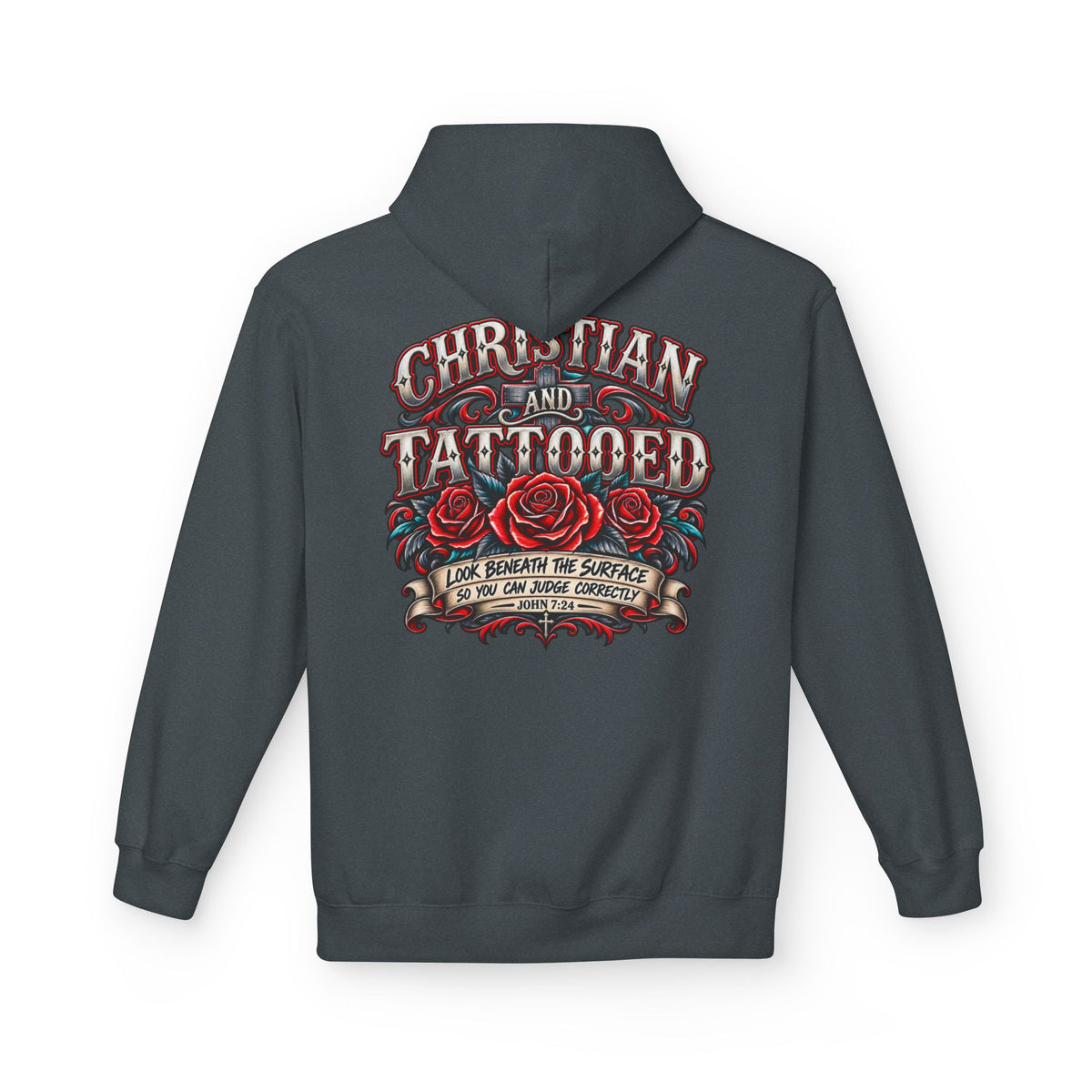 Hoodie - Christian and Tattooed Graphic Pullover (Look Beneath the Surface)