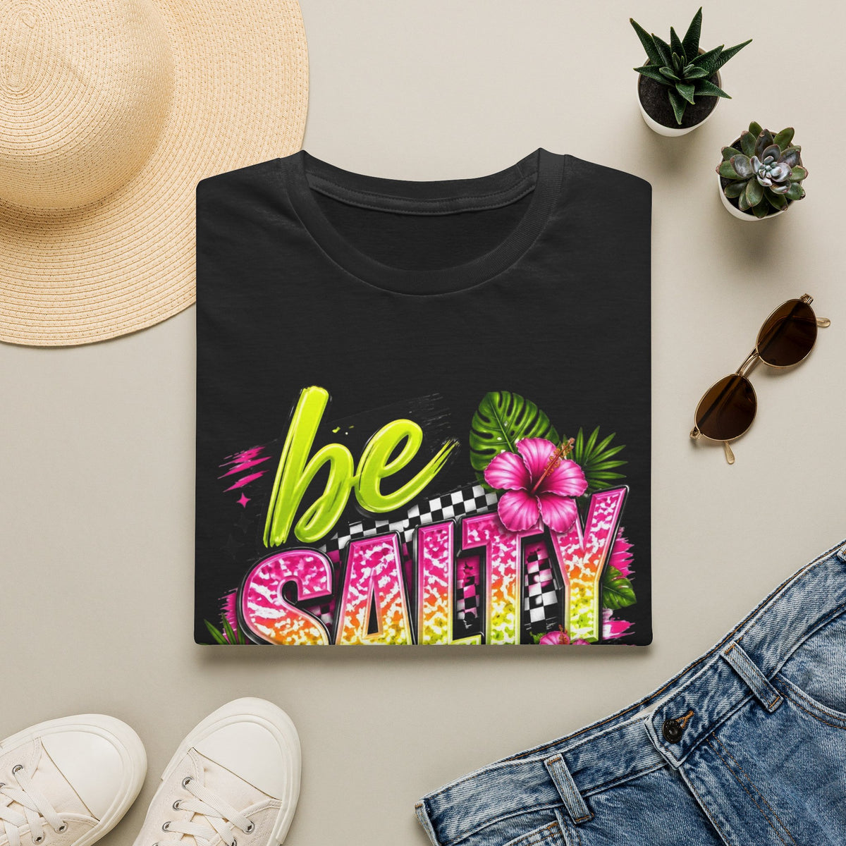 Be Salty Tropical T-Shirt — Floral Retro Beach Vibe Tee