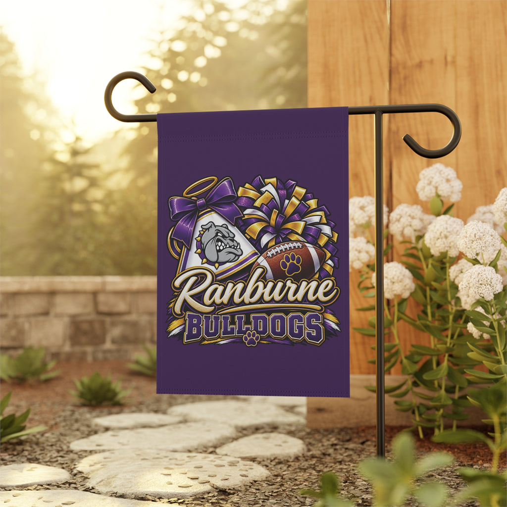 Ranburne Bulldogs Garden Flag — Purple Football Cheerleader Paw Yard Banner
