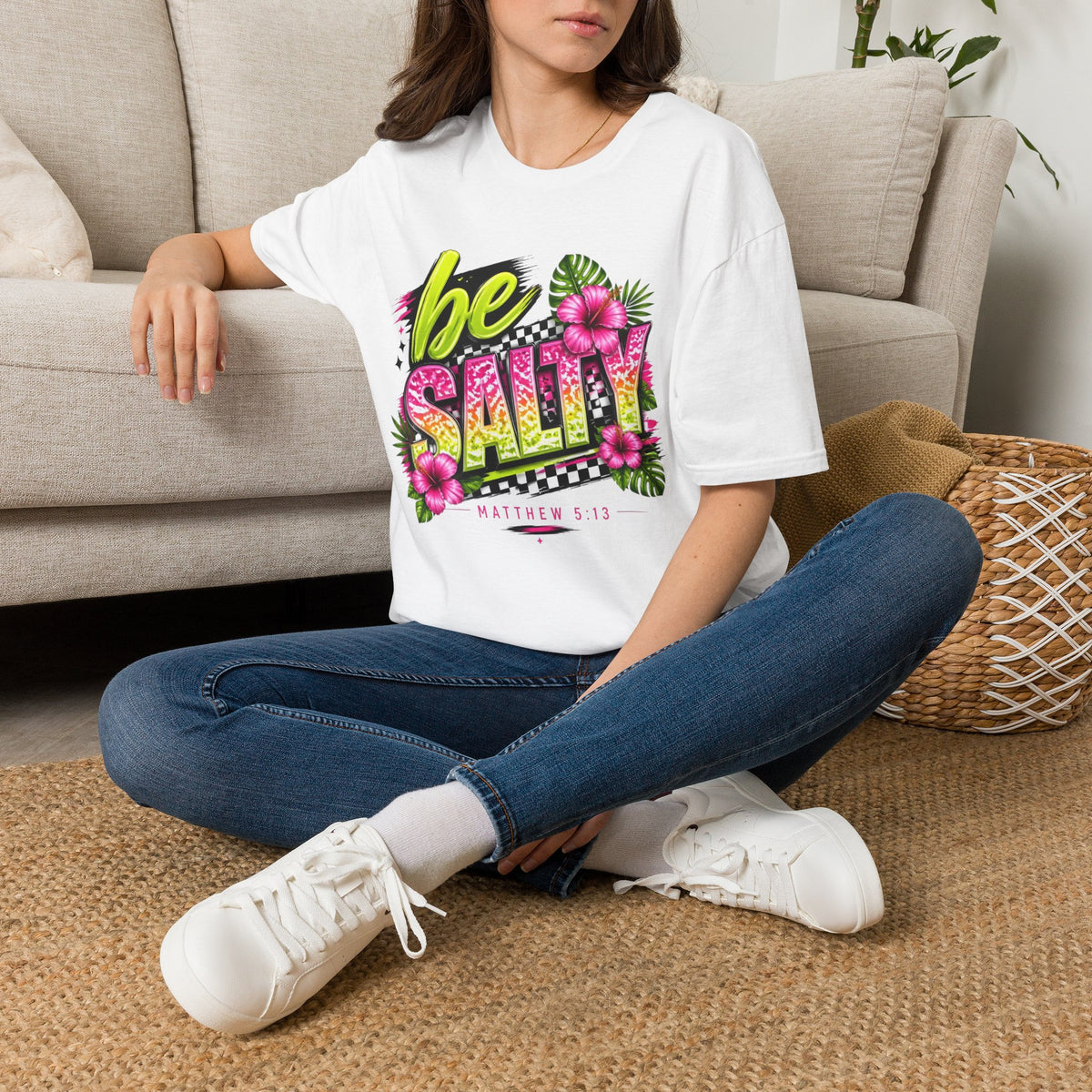 Be Salty Tropical T-Shirt — Floral Retro Beach Vibe Tee