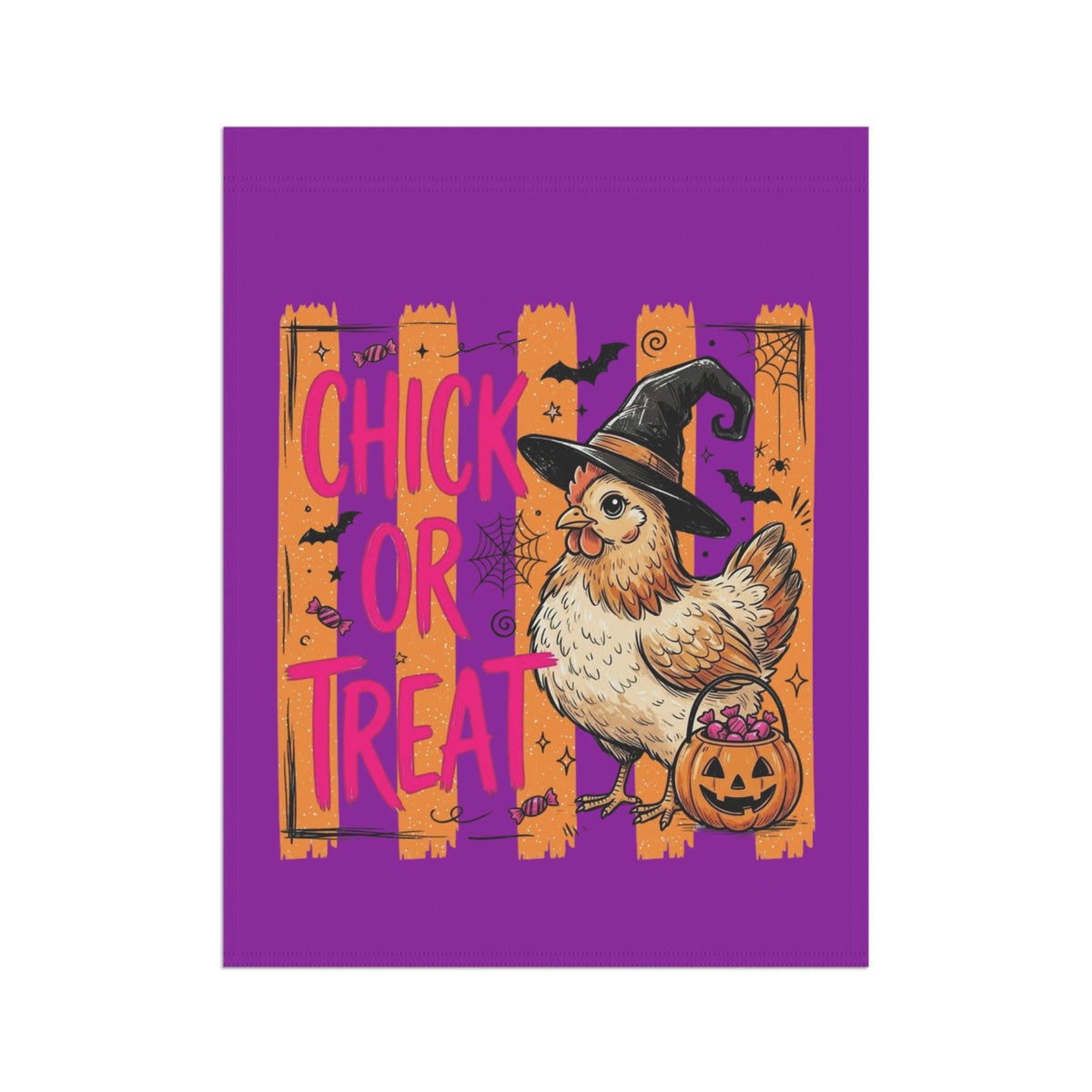 Halloween Chick Garden Flag — "Chick or Treat" Decorative House Banner